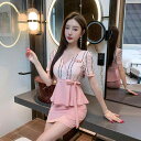 セットアップ レディース ホテル 受付 エステ 美容 フットマッサージ 施術着 ユニフォーム 制服 セクシー 上品 Vネック 半袖 ショートパンツ 吸湿速乾 ポリエステル 春夏 ピンク ブラック ネイビー(x2)
