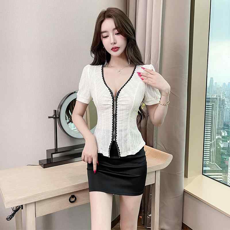 制服 レディース ホテル 受付 美容院 エステ マッサージ SPA 業務服 半袖 Vネック 長ズボン パンツ セットアップ 吸湿速乾 ポリエステル 春夏秋(x2)