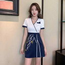 制服セット レディース エステ マッサージ フットケア 施術着 高級感 吸湿速乾 ポリエステル スパンデックス 秋冬 ネイビー 紺