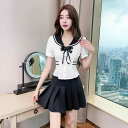 制服 レディース JK風 スクール風 セットアップ 若見え 半袖 Vネック ロングパンツ 吸湿速乾 伸縮性 ポリエステル ホワイト サービス業 エステ 接客 ナイトワーク 業務服(x2)