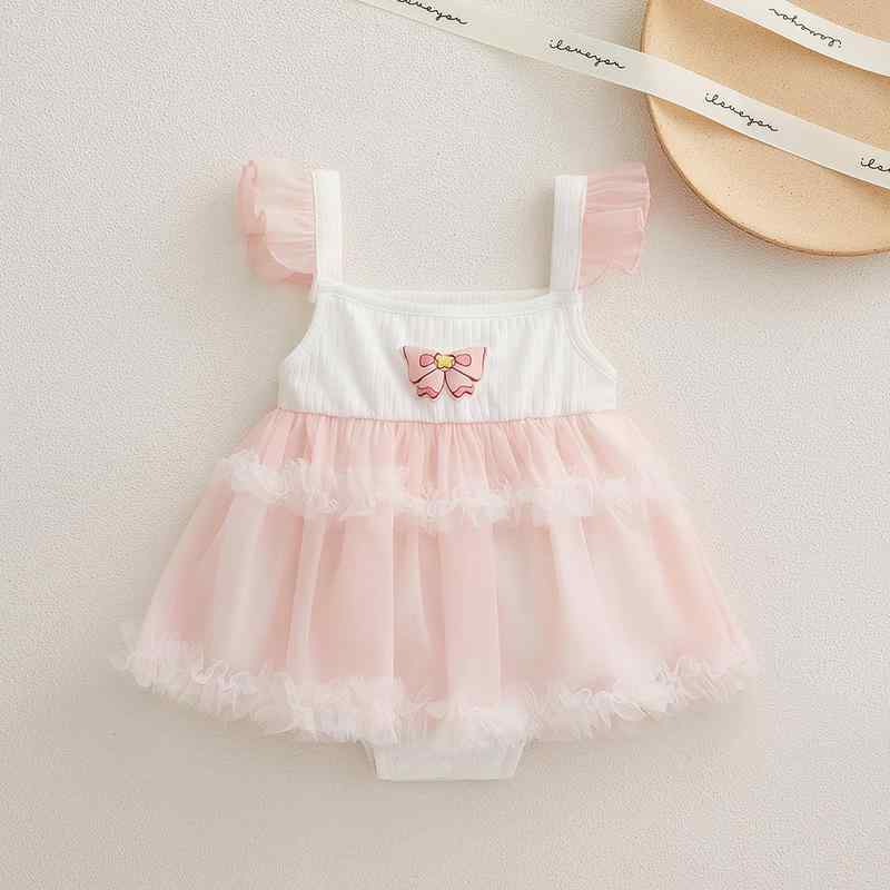 ロンパース ベビー 新生児 女の子 綿 半袖 薄手 かわいい プリンセス風 スカート一体型 三角 肌に優し..