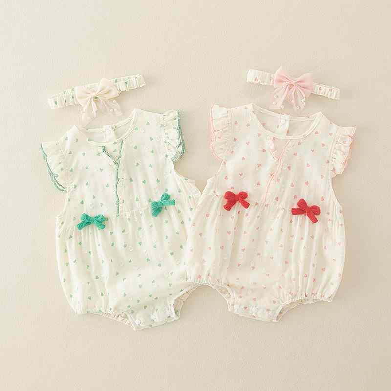 ロンパース 女の子 ベビー 新生児 綿100% 薄手 夏 ノースリーブ リボン カバーオール かわいい 赤ちゃん 肌に優しい 吸湿速乾 出産祝い ボディスーツ