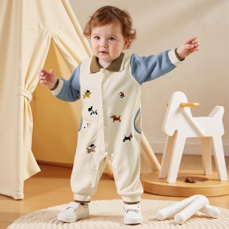 ロンパース 男の子 ベビー 綿100% キャラクター 長袖 春秋 新生児 カバーオール お出かけ着 ダブルフェ..