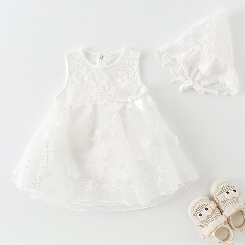 ベビー服 ロンパース 女の子 春夏 薄手 ノースリーブ プリンセス コットン100% 快適 肌に優しい 吸湿速乾 お出かけ ボディスーツ ワンピース風 白