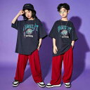 キッズ ダンスウェア 男の子 女の子 ヒップホップ ストリートダンス 衣装 セットアップ Tシャツ 長ズボン かっこいい ゆったり 綿 発表会 舞台 イベント 男女兼用 ネイビー ワインレッド