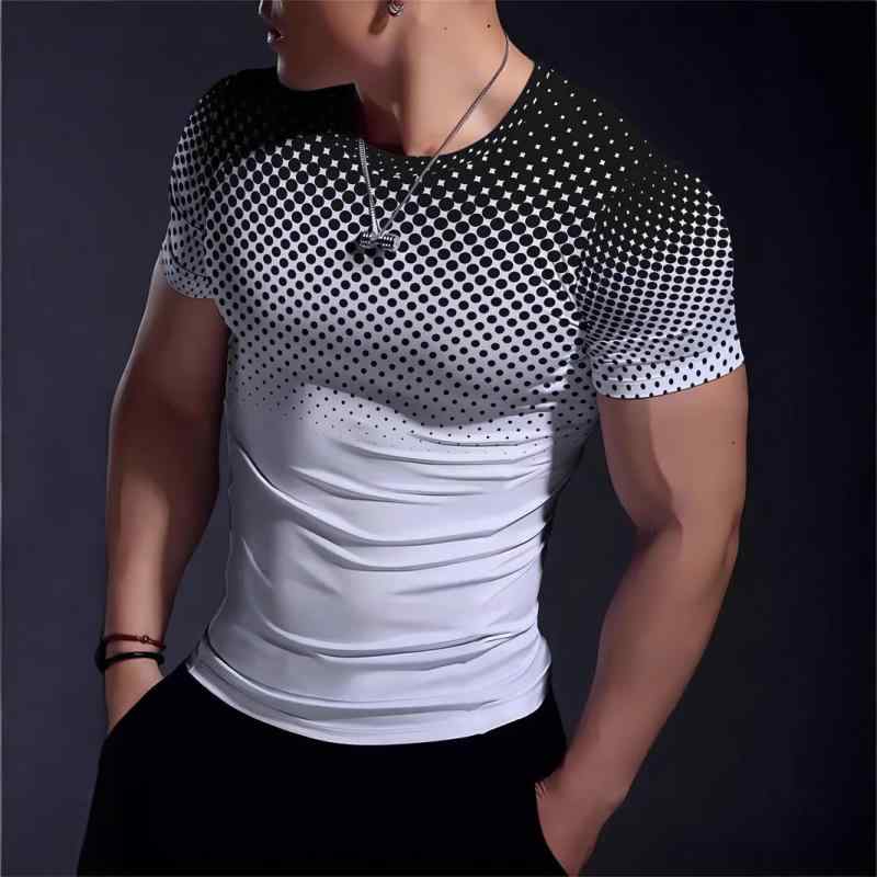 Tシャツ メンズ ドット柄 スリムフィット 高弾性 半袖 トレーニングウェア スポーツ ポリエステル 通気性 吸汗速乾 クルーネック 春夏 ..