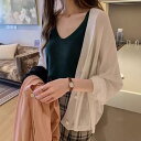 カーディガン レディース UVカット 接触冷感 ニット 薄手 春夏 長袖 ゆったり 羽織り 冷房対策 ショール 無地 キャミソールワンピース ノースリーブワンピース(x2)