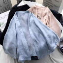 カーディガン レディース 再生繊維 UVカット 薄手 ゆったり オーバーサイズ Vネック ショート丈 ドルマンスリーブ 七分袖 ショール 羽織り 春夏 デイリーユース カジュアル