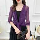 カーディガン レディース 春夏 ショート丈 ボレロ メッシュ レース UVカット ポリエステル 薄手 羽織り 上品 エレガント 通勤 オフィス 無地
