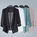 カーディガン レディース 大きいサイズ シフォン 薄手 ショート丈 サマー UVカット 羽織り 七分袖 ドルマンスリーブ ポリエステル 無地 黒 白 ピンク 体...