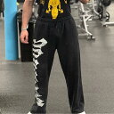 パンツ メンズ 男性用 ワイドシルエット スポーツ スウェットパンツ ランニング ジム トレーニング フィットネス ワークアウト 綿 コットン プリント 吸汗速乾 吸湿速乾 普段使い ルームウェア