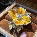 ブローチ レディース 高級感 重厚感 七宝焼き シュウカイドウ 花 フラワー 銅製 電気メッキ加工 秋 フォーマル ドレスアップ チャイナドレス コサージュ