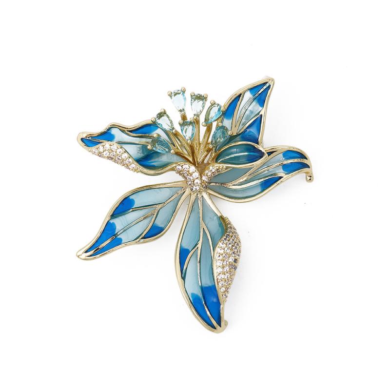 ブローチ レディース 女性用 鳶(イリス)の花 華やか 高級感 おしゃれ デザイン ピン スーツ コート ジャケット フォーマル カジュアル 装飾品 アクセサリ...