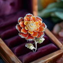 ブローチ レディース 女性用 高級感 華やか エレガント マリーゴールド 花モチーフ 多層デザイン  ...