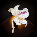 ブローチ レディース 女性用 エレガント レトロ アンティーク アイリス 花モチーフ ジルコニア 彩色エナメル 高級感 銅製 スーツ コート フォーマル パーテ...