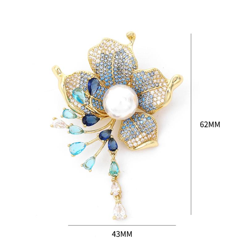 ブローチ ユニセックス レトロ ジルコニア タッセル 蜜蝋 花 フラワーモチーフ 精巧 エレガント 上品 高級感 ゴージャス スーツ コート フォーマル カジュ...