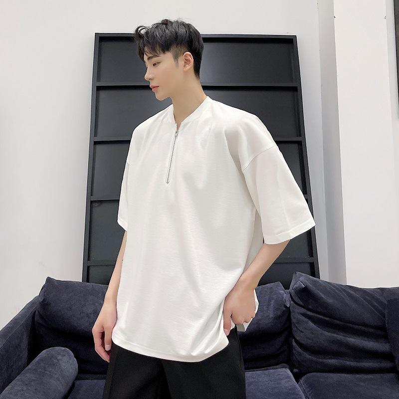 Tシャツ メンズ 高級感 デザイン 韓国風 シンプル 上品 ゆったり オーバーサイズ 厚手 裏起毛 半袖 無..