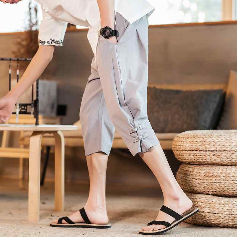 パンツ メンズ 7分丈 ワイド ゆったり ルーズ リラックスフィット 無地 綿麻 コットンリネン 薄手 カジュアル 大きいサイズ 春夏 普段使い リゾート