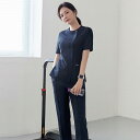 ナース服 レディース 春夏 半袖 セパレート 上下セット 歯科クリニック ユニフォーム 看護 医療 美容院 エステサロン 制服 ポリエステル 紺色 ネイビー