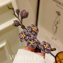 ブローチ レディース レトロ 中国風 梅の花 銅製 ジルコニア 高級感 エレガント 華やか ワンピース スーツ フォーマル 結婚式 レッド系
