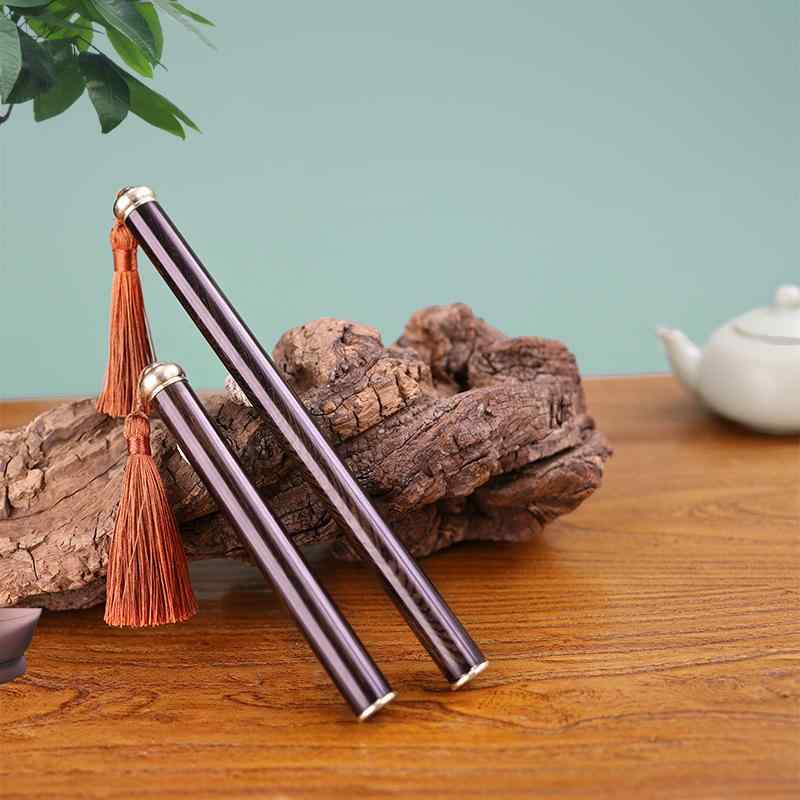 線香入れ 紫光檀 黒檀 無垢材 木製 ロングタイプ お香収納ケース 携帯 保管 蓋付き 香差し付き 横置き ..