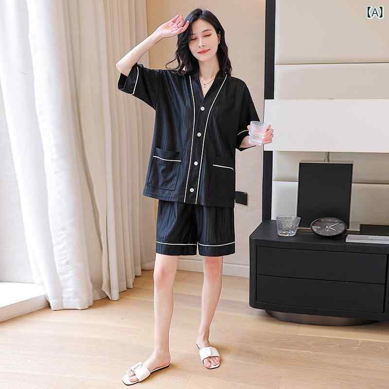ルームウェア レディース メンズ ペア パジャマ 夏 前開き 半袖 ショートパンツ 上下セット 接触冷感 ポリエステル 通気性 快適 Vネック 普段使い 部屋着 おうち時間