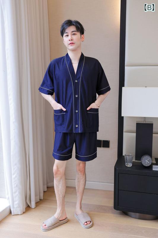 ルームウェア レディース メンズ ペア パジャマ 夏 前開き 半袖 ショートパンツ 上下セット 接触冷感 ポリエステル 通気性 快適 Vネック 普段使い 部屋着 おうち時間