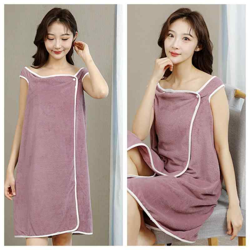 ラップタオル レディース コーラル フリース 柔らか 肌に優しい 厚手 ストラップ付き バスローブ バス..