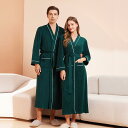 バスローブ 男女兼用 カップル ペア ユニセックス ルームウェア ナイトガウン パジャマ ガウン 部屋着 タオル生地 綿のような肌触り ポリエステル 厚手 吸水性 速乾性 快適 通気性 ロング丈 Vネック