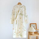 和服 レディース 綿100% ガーゼ ロング丈 Vネック 前開き バスローブ ナイトガウン パジャマ ルームウェア 部屋着 薄手 通気性 快適 ゆったり 汗蒸し 春夏