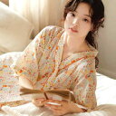 ルームウェア レディース 夏 綿100% 通気性 セクシー ロング丈 かわいい 和風 薄手 半袖 花柄 コットン 部屋着 ガウン ナイトウェア