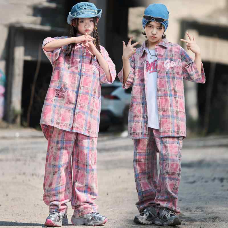 キッズ ダンスウェア 男の子 女の子 ヒップホップ ジャズダンス 上下セット ストリート系 かっこいい おしゃれ ゆったり コットン素材 春夏 発表会 ステージ衣装 レッスン着