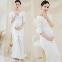 マタニティ撮影ドレス おしゃれ 妊婦 マタニティフォト 記念写真 韓国風 ロングワンピース スタジオ ロケーション アート 上品 綿混(x2)