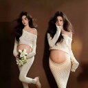 マタニティ ニットセットアップ 撮影用 写真撮影 マタニティフォト 妊婦写真 長袖 ロングスカート スウィート フェミニン エレガント 上品 ポリエステル