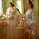 マタニティウェア 妊婦 マタニティフォト スタジオ撮影用 レトロ ヴィンテージ クラシカル 絵画風 エレガント レース開襟ワンピース ロング丈 ポリエステル セ...