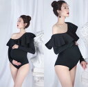 ボディスーツ レディース マタニティ 妊婦用 写真撮影 衣装 ブラック 綿 コットン 高伸縮性 ストレッチ ボディフィット タイト レオタード 記念写真 スタジオ撮影