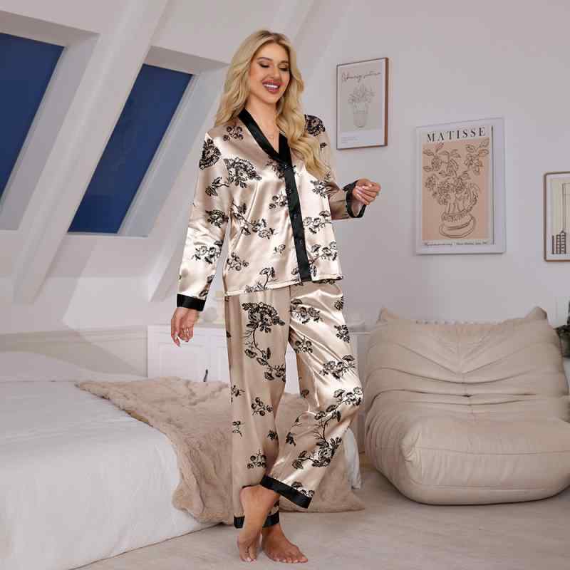 パジャマ レディース 春夏秋 ヒョウ柄 ゼブラ柄 プリント 長袖 ロングパンツ セットアップ ルームウェア 上下セット ポリエステル サテン風 薄手 Vネック 快適 部屋着