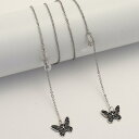 眼鏡 マスク チェーン ストラップ シルバー 蝶々 ハンドメイド アクセサリー パンク レトロ グラスコード メガネ サングラス ホルダー ずり落ち防止 落下防止 上品 エレガント