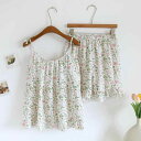 パジャマ レディース マタニティ ルームウェア 綿 ガーゼ 薄手 通気性 ゆったり 快適 半袖Tシャツ キャミソール ショートパンツ セットアップ ワンマイルウェア 大きいサイズ 女性用 妊婦 部屋着 普段使い