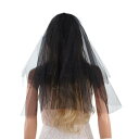 ベール レディース ブラック ホワイト アイボリー 二層 黒パール付き シンプル 秋冬 ブライダル ウェディング 結婚式 二次会 ハロウィン 仮装 コスプレ パーティー チュール(x2)