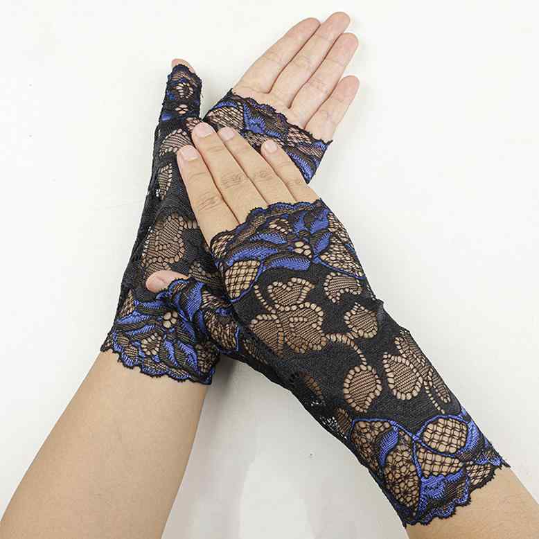手袋 レディース レース 薄手 UVカット 花柄 ショート丈 指なし 運転用 ドライブ 日焼け対策 夏 傷隠し..