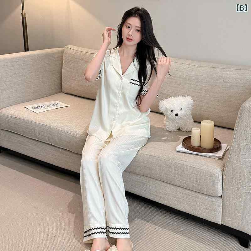 ビクトリア パジャマ レディース 春夏 秋 魅惑的 レース モーダル コットン スーツ 軽く アウター ホーム 服 着る こ す