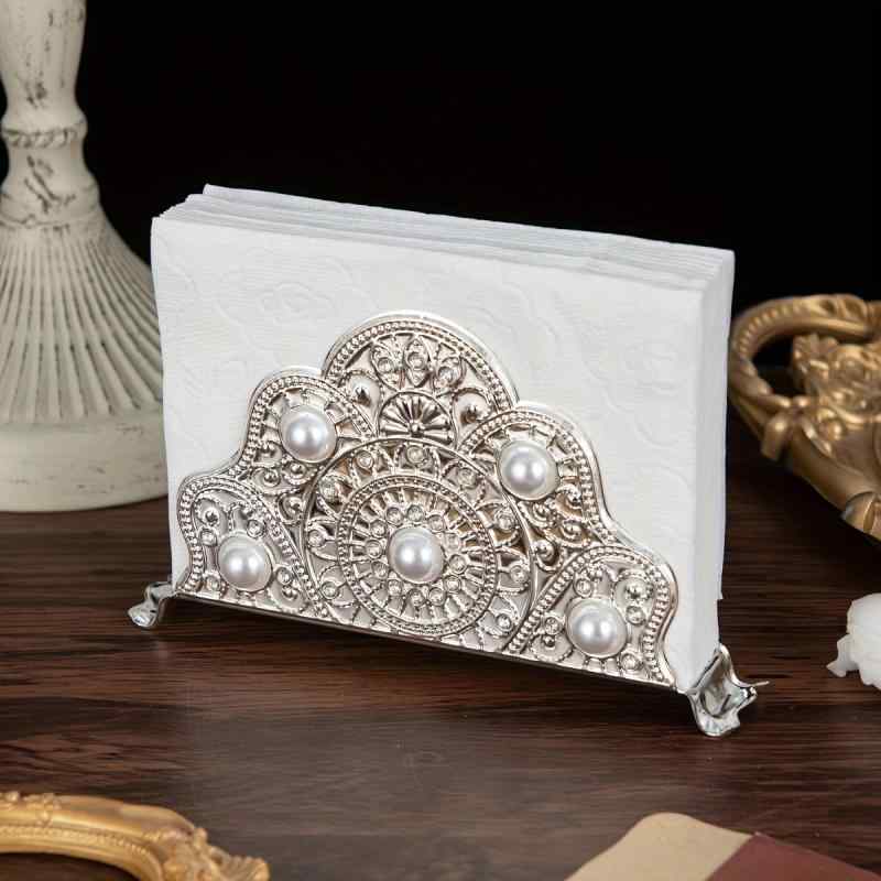 ティッシュケース ヨーロピアン調 花柄 デザイン 装飾品 メタル製 シルバーメッキ ゴールドカラー 上品..