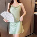 ネグリジェ レディース セクシー バックオープン キャミソール スリップ ナイトドレス ルームウェア 接触冷感 薄手 サテン 高級感 ドレープネック Vネック 春夏 快適 部屋着 エレガント