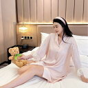 シャツワンピース レディース 春夏 接触冷感 レース 蝶柄 エンボス加工 ゆったり 襟付き 七分袖 ルームウェア 部屋着 普段使い ポリエステル