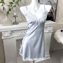 パジャマ レディース 接触冷感 セクシー キャミソール ワンピース Vネック ノースリーブ ミディ丈 大きいサイズ ルームウェア ホームウェア リラックスウェア 快適 高級感 ゆったり ポリエステル 通気性 伸縮性