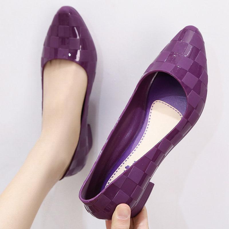 レインシューズ レディース レインブーツ ショート丈 ローカット 防水 作業用 ラバー PVC 滑り止め おしゃれ スリッポン 学生 韓国風 浅履き パープル ブラック ベージュ ブルー