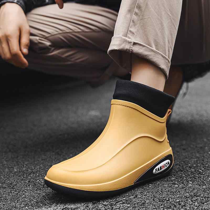 レインブーツ メンズ ショート丈 ローカット 裏ボア 保温 防寒 防水 防滑 PVC素材 作業用 洗車 仕事 長靴 アウトドア ガーデニング 雨対策 雪対策 カジュアル