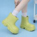 レインブーツ レディース 厚底 ショート丈 防水 滑り止め シークレットヒール EVA素材 春夏 アウトドア 普段使い おしゃれ(x2)