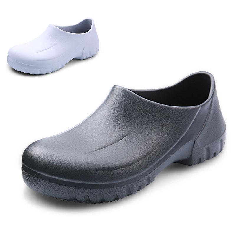 レインシューズ シューズ ユニセックス EVA 防水 耐油 滑り止め スリッポン 厨房靴 キッチンシューズ コックシューズ 作業靴 医療用 業務用 大きいサイズ ブラック ホワイト